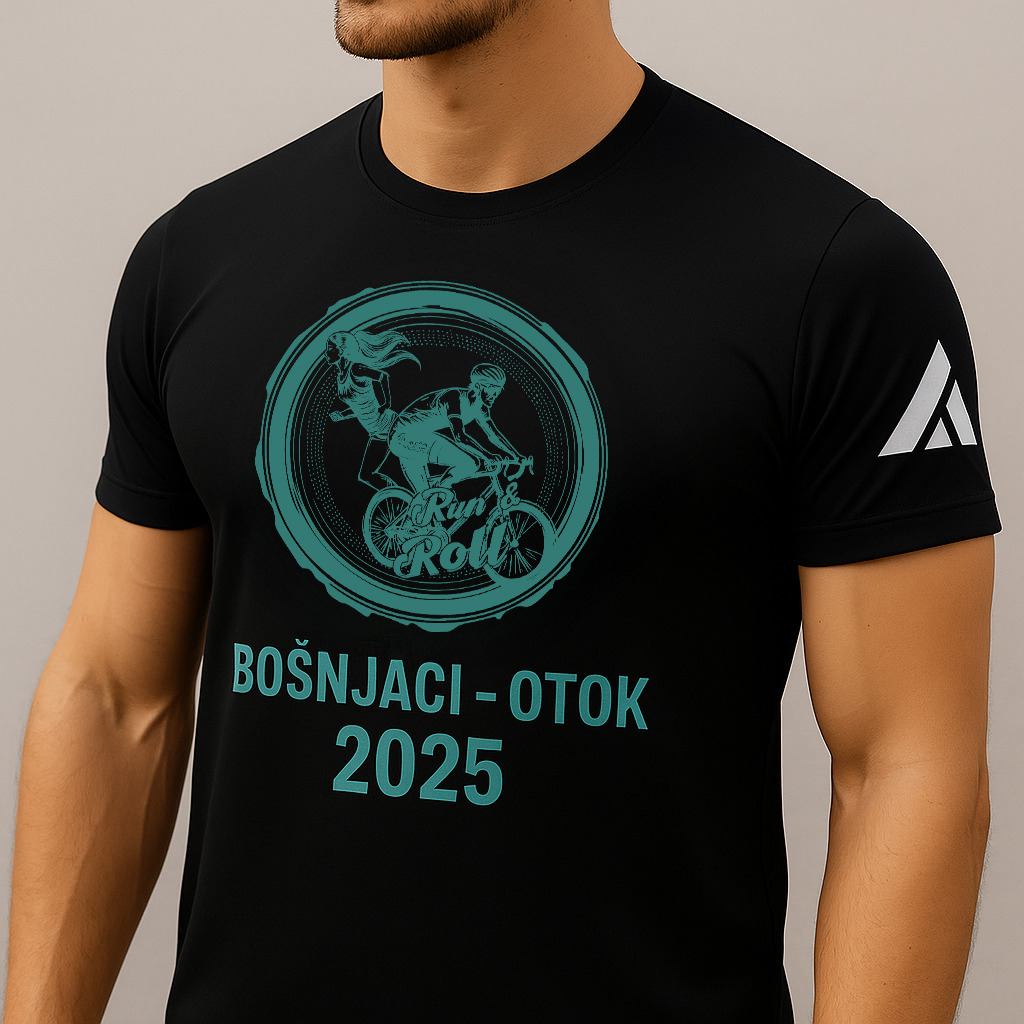 Runner's technical t-shirt in mint green with running motifs