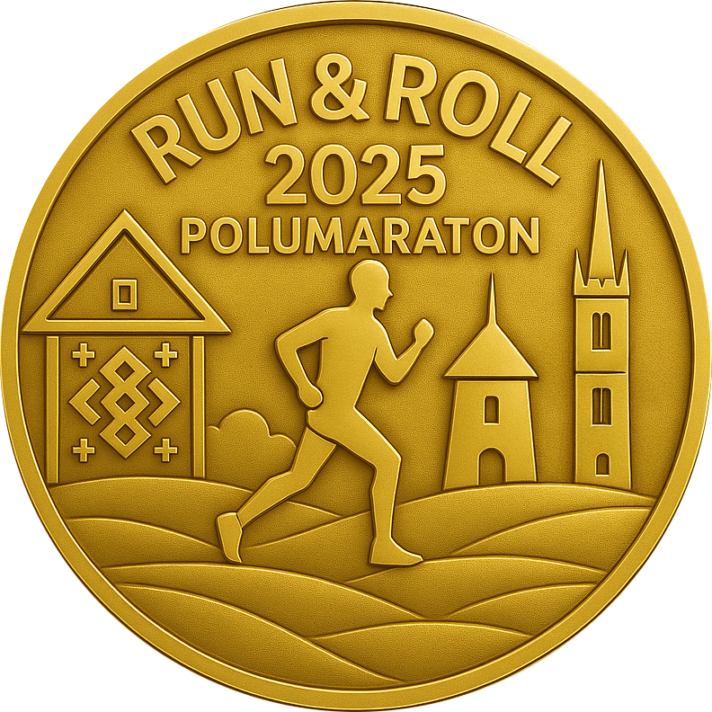Run & Roll finisher medal with detailed design featuring Bošnjaci-Otok landscapes