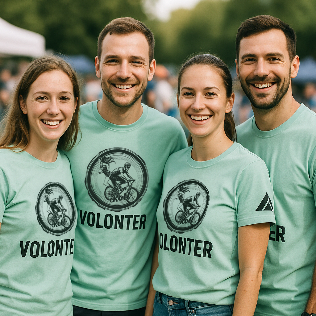 Happy volunteers at Run & Roll event